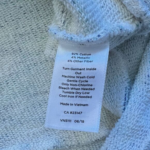 T by Talbots Sweatshirt Size MP Petite Space Dye Pullover Blue Green Metallic - Picture 7 of 7